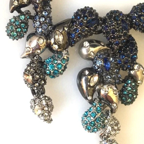 ALEXIS BITTAR • Blue Crystal Ombré Paisley Articulated Paisley Mosaic Necklace